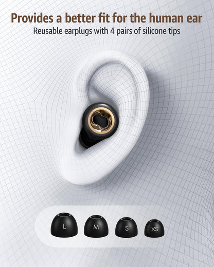 Ear Plugs Noise Cancelling for Sleeping: 45dB Earplugs with 8 Eartips & Ultra-Soft Silicone - Reusable Earbuds for Concerts, Travel, Snoring, Side Sleepers