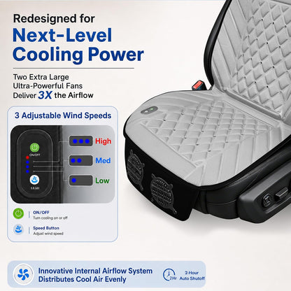 2026 Upgraded Ventilated Seat Cushion, 12V-24V Cooling Car Seat Cover for Front Seat, Cooled Seat Pad for Office Chair Sofa Car SUV Truck Universal Fit, Classic Black