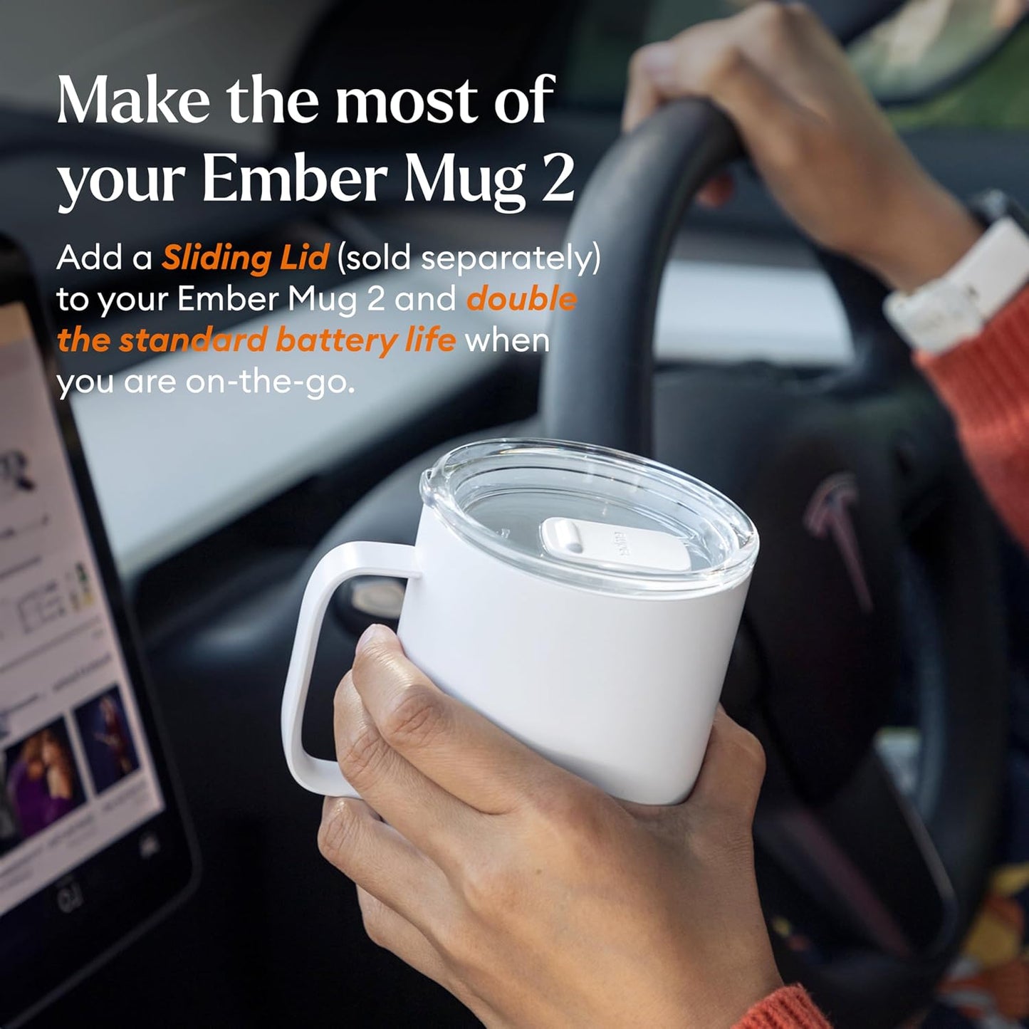 Ember Temperature Control 14oz Smart Mug 2, App-Controlled and Rechargeable Heated Coffee Cup Warmer with Intelligent LED Display, Sage Green.