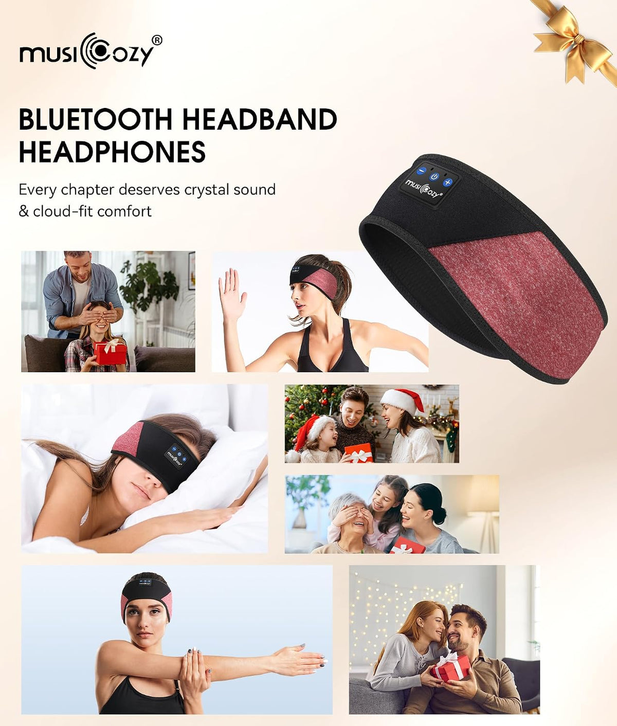 MUSICOZY Bluetooth 5.4 Sleep Headphones Headband Sports Wireless Audio
