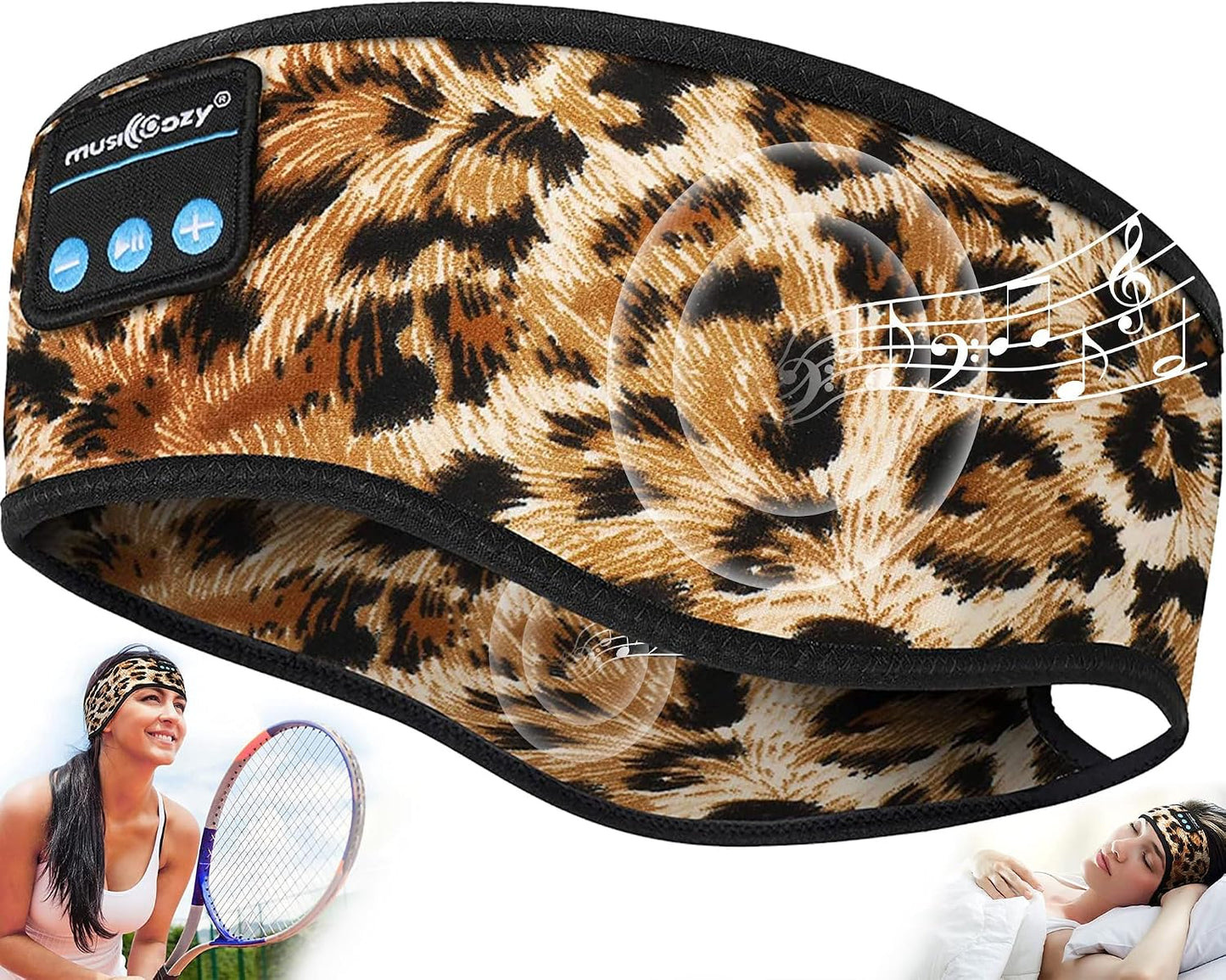 MUSICOZY Sleep Headphones Bluetooth Headband Headphones for Side Sleepers | Sleeping Headbands Wireless Sports Earphones Sweat Resistant Earbuds for Workout Running Cool Gadgets Unique Gifts for Women