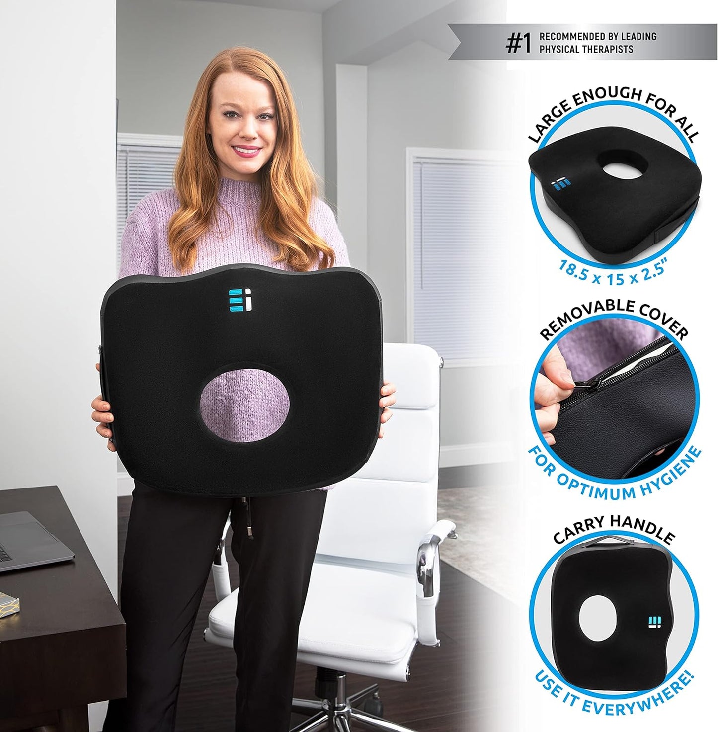 PT ENDORSED Donut Pillow for Tailbone Pain Relief Cushion - Coccyx & Hemorrhoid Pillow for Sitting - Donut Seat Cushion for Pressure Relief, Prostate, Postpartum, Pressure Sores, Lifting Cushions