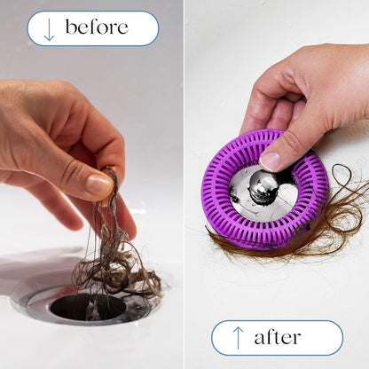 TubRing Pop-Up Drain Protector & Strainer Silicone Hair Catcher, Aqua | Easy snap-in design fits around bathtub stoppers. Customizable utility guard for clog prevention. Fits 1.85"- 2.16" drains.