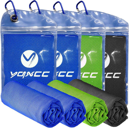 YQXCC 4 Pack Cooling Towels (47"x12"), Ice Cool Towels for Neck & Face | Soft Breathable Microfiber, Instant Cooling Neck Wraps, Ideal for Yoga, Golf, Gym, Running, Camping & Hot Weather
