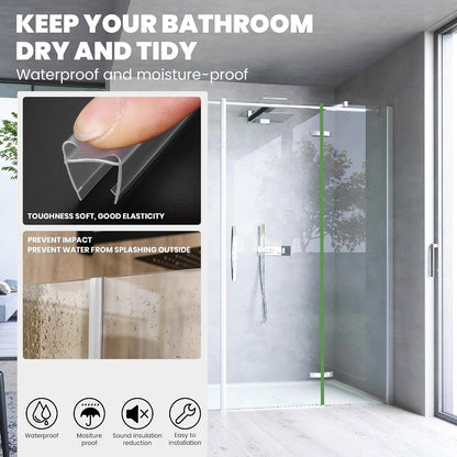 Frameless Shower Door Bottom Seal Strip for 3/8"(10mm) Thick Glass, Super Clear 36 Inch Long 2PCS Shower Door Seal, to Water Block