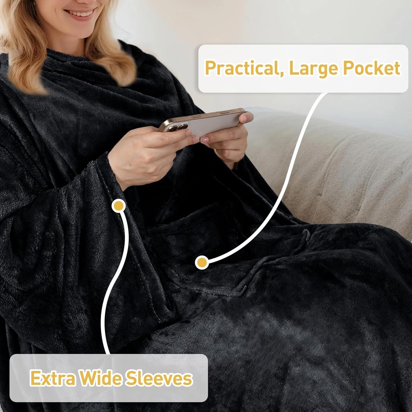 Catalonia Wearable Blanket with Sleeves for Women & Men, Fleece Wrap Throw | Cozy Sleeve Design for Hands-Free Comfort, Perfect for Reading, TV Time & Relaxing, Christmas & Birthday Gift