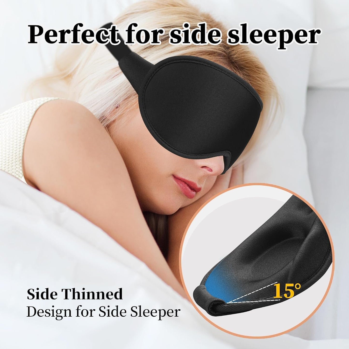 3D Sleep Mask for Men&Women, 2 Pack Contour Eye Masks for Sleep, Side Sleeping Mask for Men&Women, Blackout Eye Mask for Sleeping Eye Mask, Airplane Travel Essentials for Men, Meditation Black & Gray