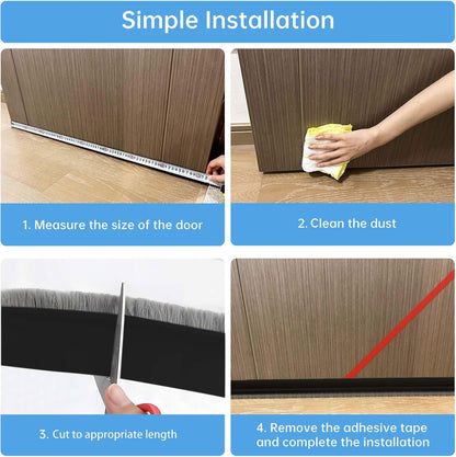 2 PCS Door Draft Stoppers with Brush, Door Sweep 2" W x 39" L White | Soundproof Door Sealer for Exterior/Interior Doors and Dust/Noise/Hot or Cold Air Insulation