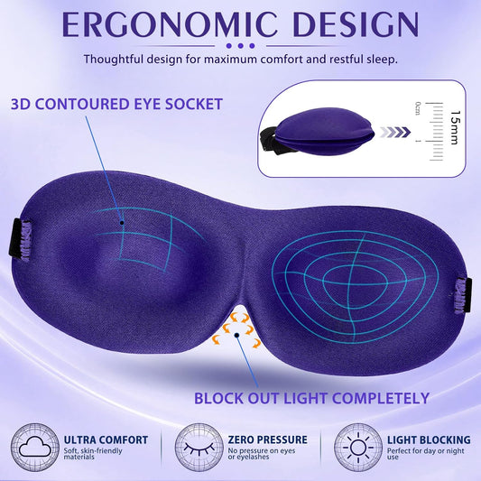 Bonuci 20 Sleep Mask for Women 3D Eye Mask, Dark Purple