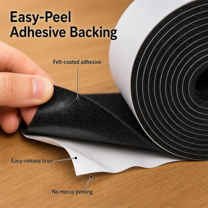 Felt Furniture Pads, Self Adhesive Felt Sheets Roll, Cuttable Felt Pads for Furniture Legs, Heavy Duty Furniture Pads for Hardwood Floors, Chair Wall Protector, Black, 40 x 5 x 0.12 Inch