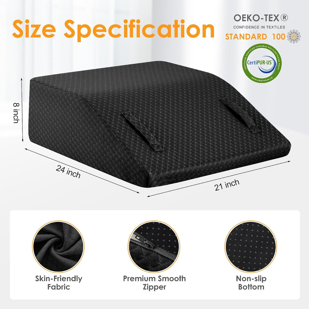Ruqmuis Leg Elevation Pillow for After Surgery, 10inch Foam Leg Elevating Pillow for Swelling and Blood Circulation, Leg Wedge Pillow for Sleeping, Knee Pillow for Knee Hip Ankle Pain Relief, Velvet