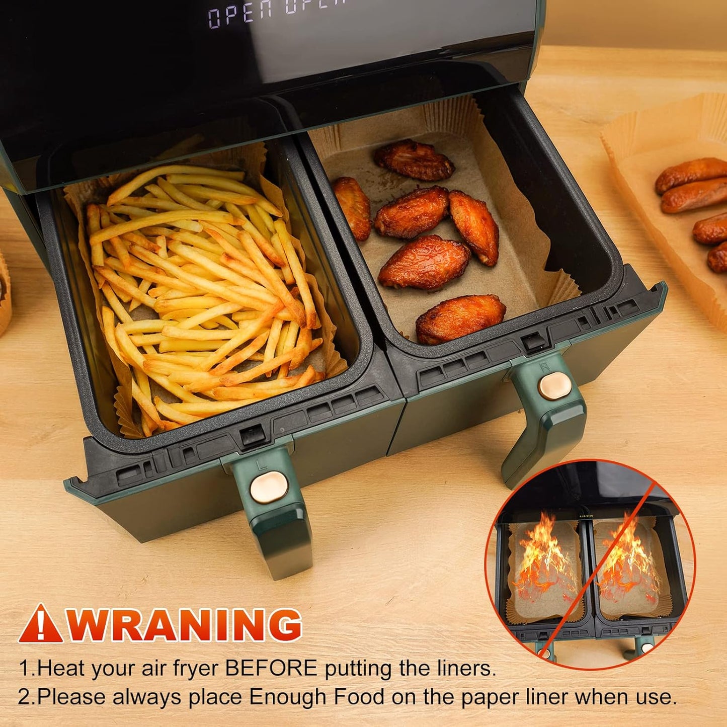Air Fryer Liners Disposable, 100Pcs 8" Square Air Fryer Paper for 5-8 QT | Waterproof and Oilproof for Easy Cleanup, Unbleached Non-Stick Parchment Paper for 5-8 QT Air Fryer, Baking, Microwave, Oven