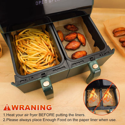 Air Fryer Liners Disposable, 100Pcs 8" Square Air Fryer Paper for 5-8 QT | Waterproof and Oilproof for Easy Cleanup, Unbleached Non-Stick Parchment Paper for 5-8 QT Air Fryer, Baking, Microwave, Oven