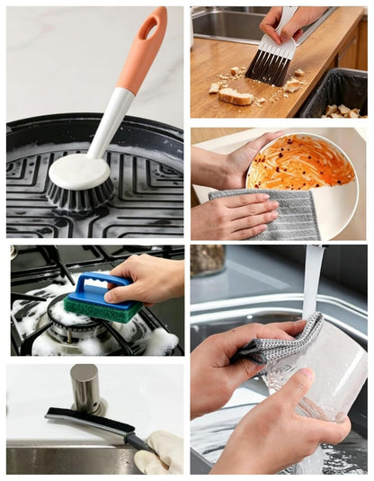 Popcorn Machine Cleaning KitAccessories-16Pcs Multi-Functional Cleaner Set, with Long-Handled Brush,Crevice Brush & Oil-Absorbing Cloth for deep Cleaning Popcorn Machines, Range Hoods, ovens