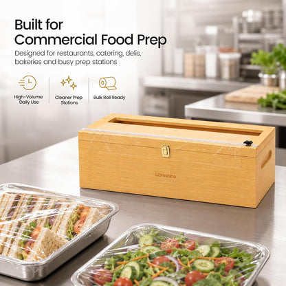 Bamboo 18 Inch Commercial Plastic Wrap Dispenser with Cutter | Bamboo paper roll cutter with low-noise roller; fits up to 3000ft food service film, 500–1000ft foil and select paper rolls