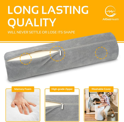 AllSett Health Firm Cervical Neck Roll Memory Foam Pillow, Bolster Pillow, Round Neck Support for Sleeping | Bolster for Bed, Legs, Back and Yoga