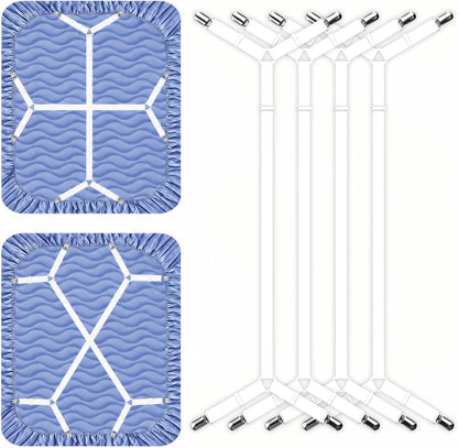 2 Pack Bed Sheet Holders - Adjustable Criss Cross Sheet Strap White
