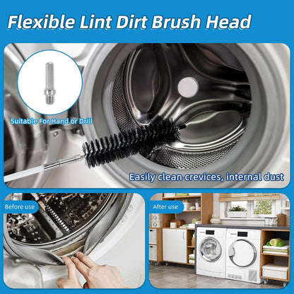 15 Feet Dryer Vent Cleaning Brush Kit, Multi-Scene Durability Chimney Brush with Flexible Nylon Rod, Multi-Purpose lint Cleaning Brush for Drill,Chimneys, fireplaces, Ventilation ducts