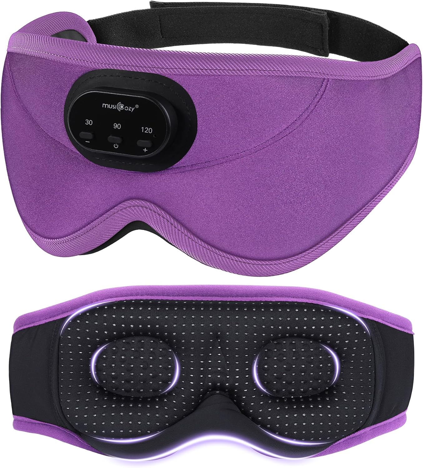 MUSICOZY Sleep Headphones Bluetooth 5.4 with Smart Timer 3D Eye Mask | Auto Shut Off Timer, 14-Hour Playtime, 100% Blackout, Removable Module Washable Design for Sleeping Travel and Meditation