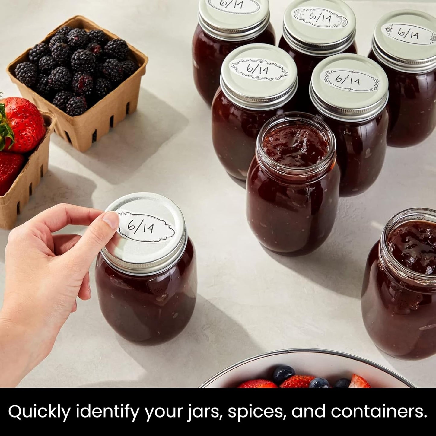 Juvale Dissolvable Food Labels - 300 Pack, White Rectangular, 1.1 x 2.25 in - Canning Jar Labels & Pantry & Freezer Container Stickers - 8 Unique Designs