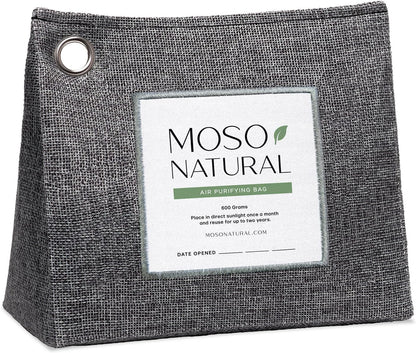 Moso Natural Air Purifying Bag 600g, Premium Charcoal Odor Absorber & Room Deodorizer for Large Spaces — Lasts 2 Years, Bedroom, Basement, Pet Odor Eliminator for Home, Unscented Bamboo Charcoal Bag