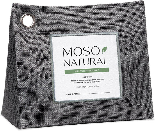 Moso Natural Air Purifying Bag 600g, Premium Charcoal Odor Absorber & Room Deodorizer for Large Spaces — Lasts 2 Years, Bedroom, Basement, Pet Odor Eliminator for Home, Unscented Bamboo Charcoal Bag