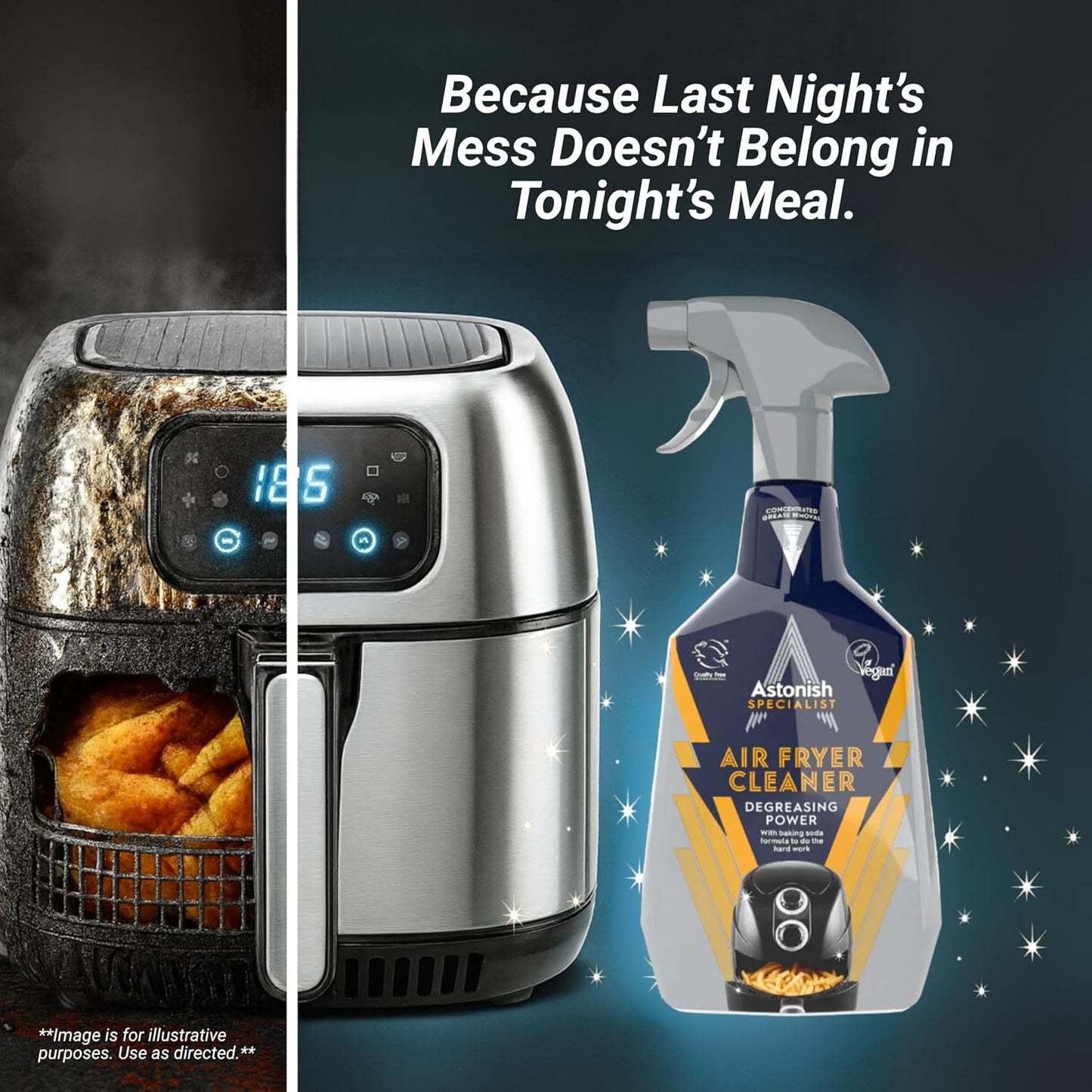 Astonish Air Fryer Cleaner Spray with Baking Soda, Non Stick Safe 25oz 2PK