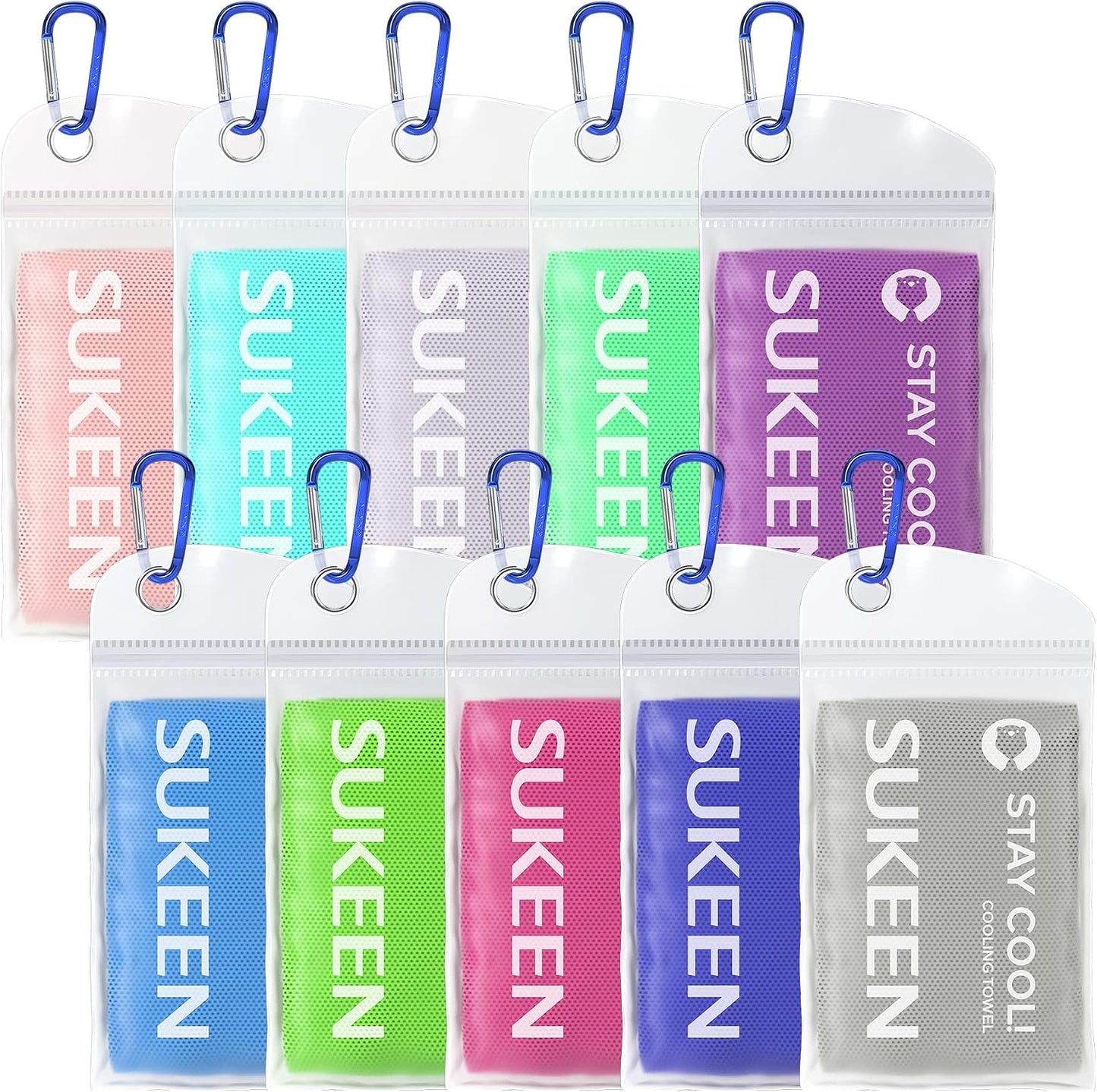 Sukeen Cooling Towels 6 Pack (40"x12"), Cooling Neck Wraps, Ice Towels, Microfiber Breathable Cooling Towel for Hot Weather, Sweat Towel for Gym, Sport, Running, Golf, Workout, Camping, Fitness