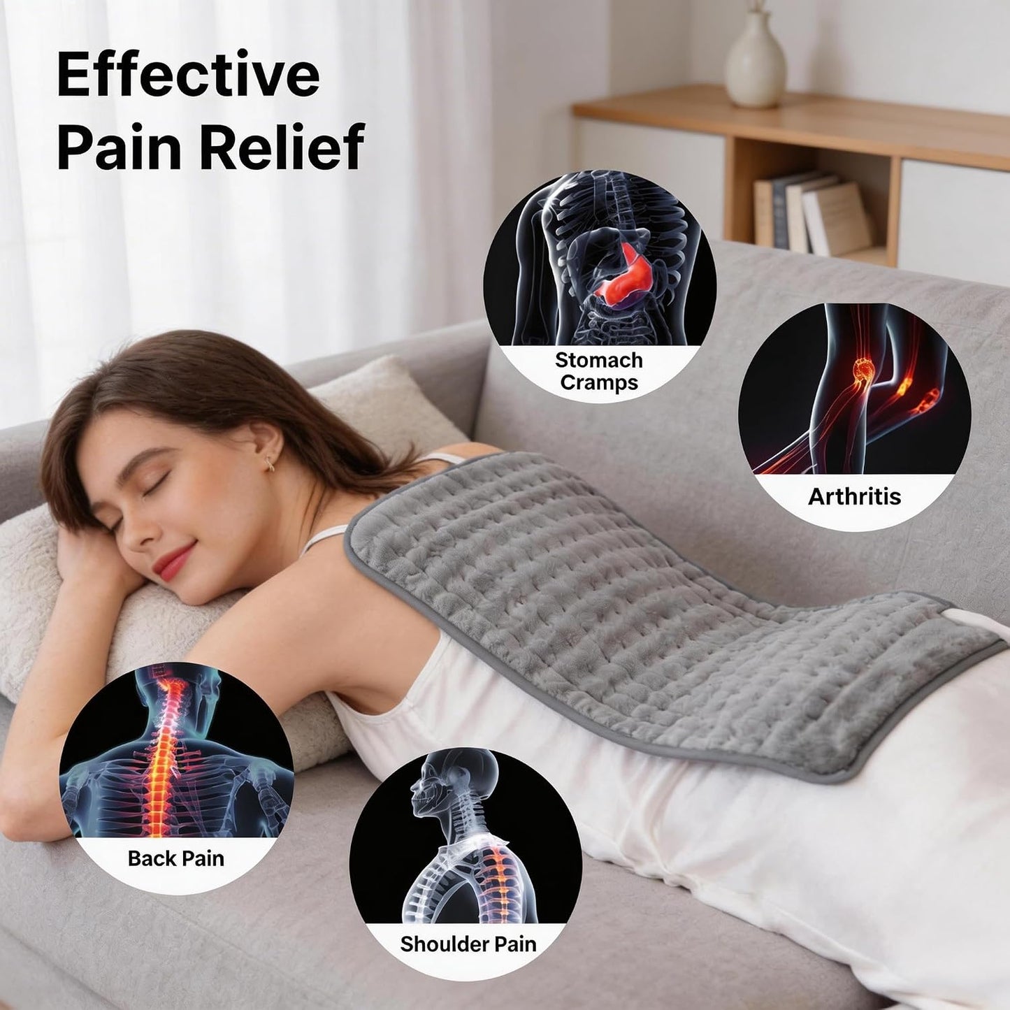 Heating Pad for Back, Neck, and Shoulder Pain Relief, Electric Heat Pad with 6 Heat Levels, Moist Heat Option, Auto Shut-Off, Birthday Christmas Gift for Women Men Mom Dad Grandma, Gift for her