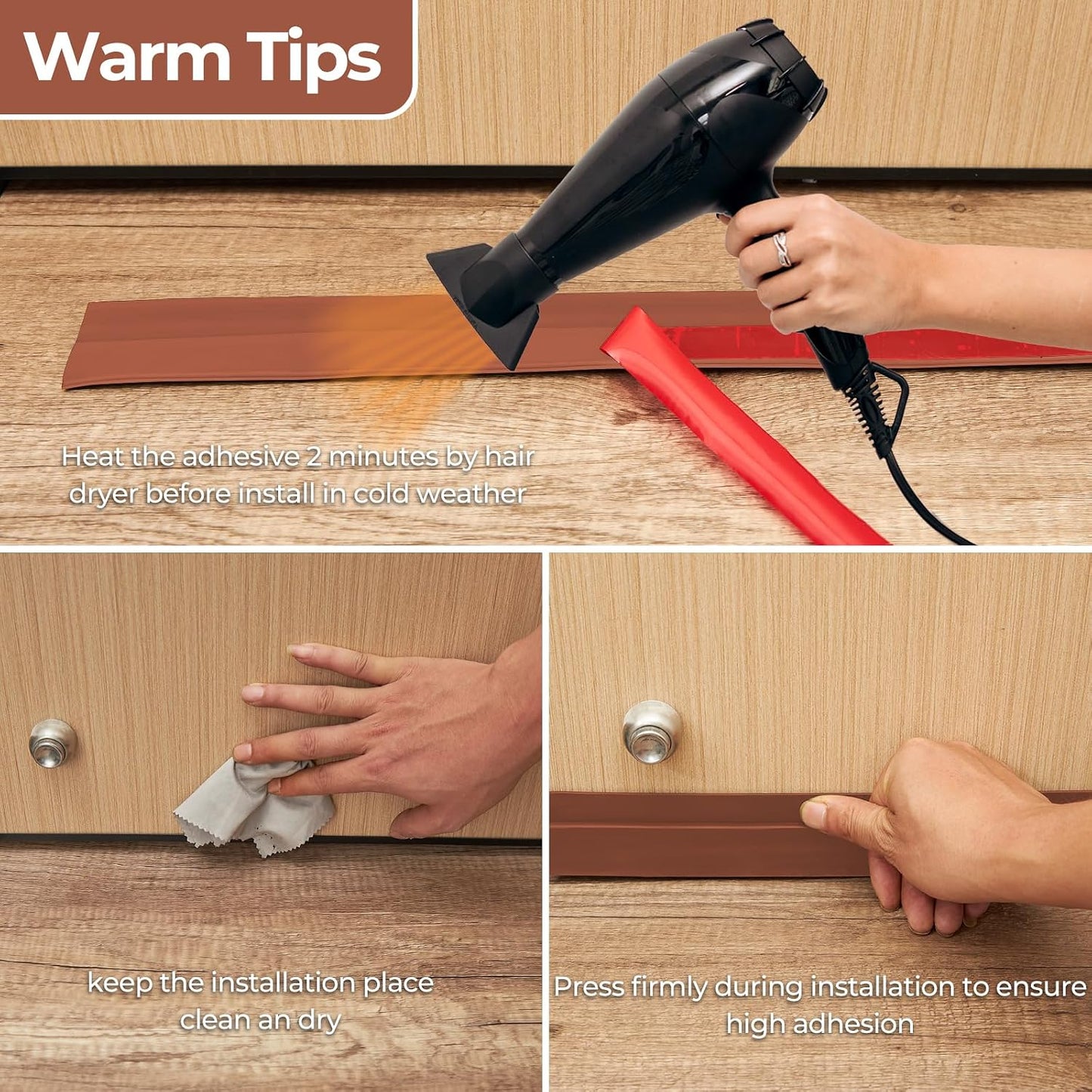Ohuhu Door Draft Stopper, 1" Wide Adhesive Weather Stripping Seal, 39" | self-adhesive silicone, for interior exterior doors, 3-layer soundproof, save energy, blocks drafts, noise, light, dust, bugs