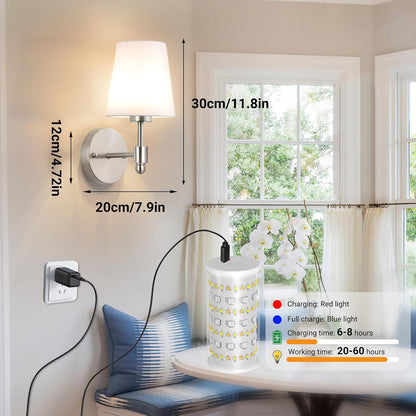Battery Operated Wall Sconces Set Of Two, Wireless Battery Wall Light With 10000mAh RGB Rechargeable Magnetic Bulb, Rechargeable Wall Sconce With Remote Control For Bedroom, No Electrician Required