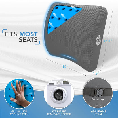 Samsonite Lumbar Support Pillow for Office Chair, Lower Back Support for Car, Back Pillow Desk Chair Cushion with Memory Foam, Improved Posture Backrest