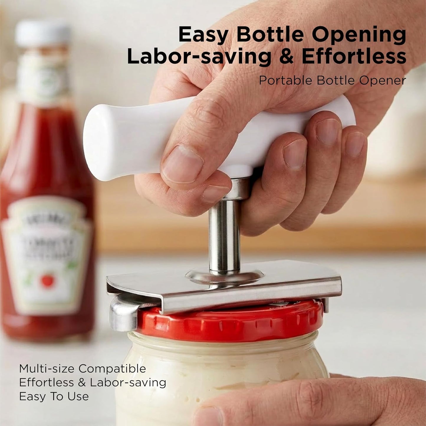 2Pcs Multi-Purpose Jar Opener, Non-Slip Bottle Opener for Weak Hands Seniors, 5-in-1 Can Opener for Pull-Tab Cans, Beer Bottles, Twist Off Caps & Jars