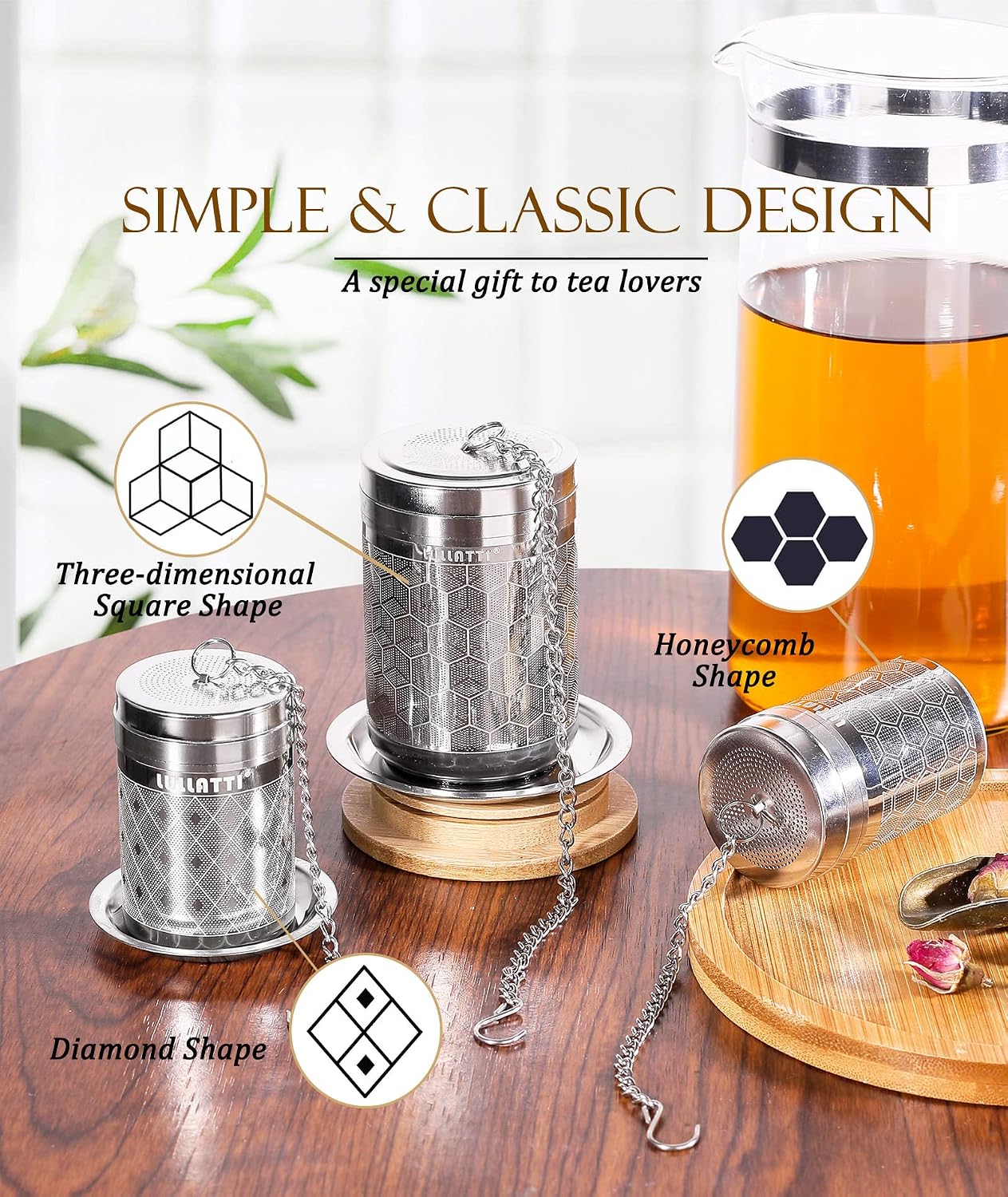 2 Pack 304 Steel Fine Mesh Tea Infusers for Loose Leaf Tea | Versatile for tea, spices & seasonings, fine mesh traps sediment, dishwasher-safe