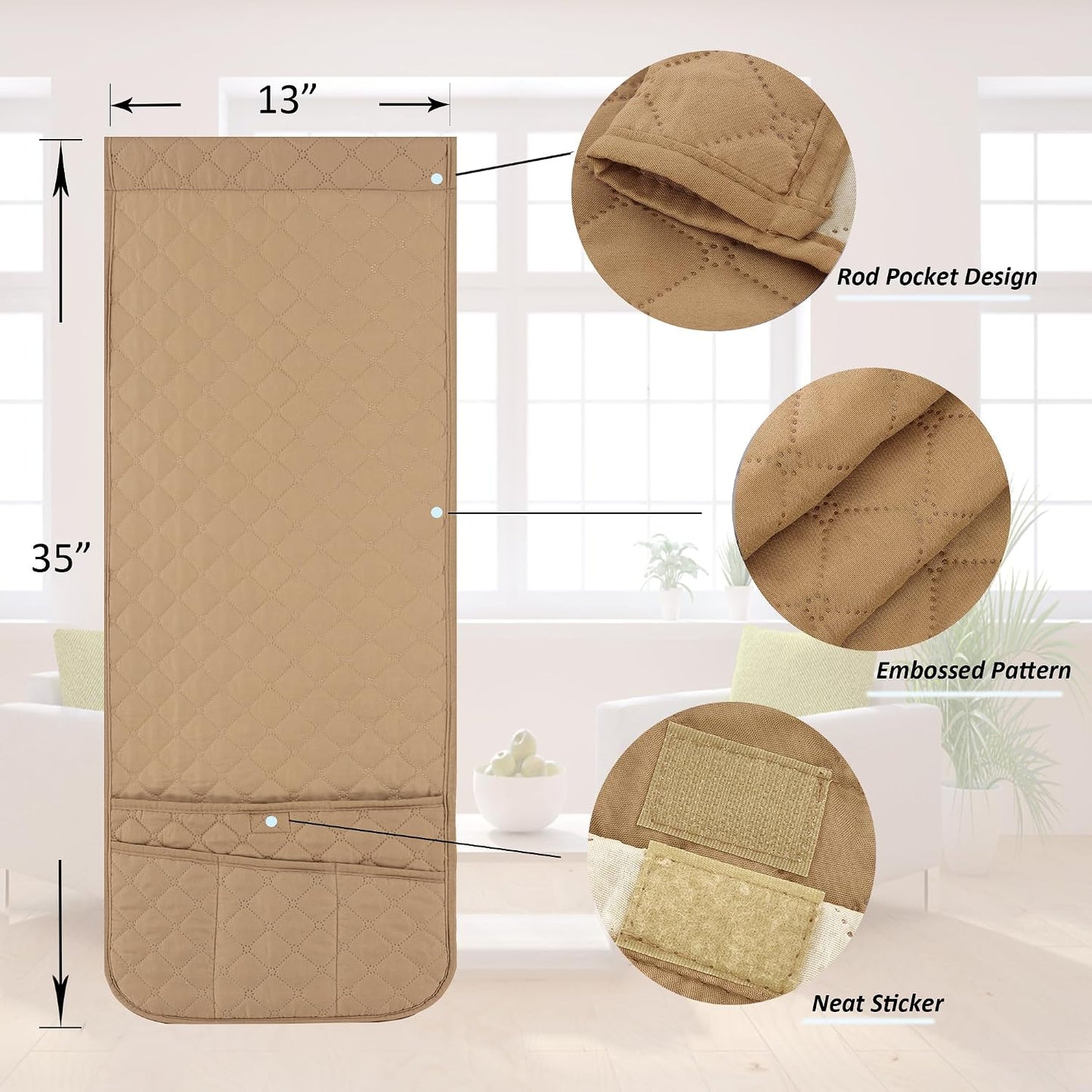 Armchair Caddy for Couch Remote Control Holder with 4 Pockets, Grey 1 Pack | Non-slip, Waterproof, Sofa Armset Organizer, Couch Chair Armrest Storage for TV Remote Control Phone Book Magazine 35"x13"