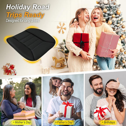kingphenix Memory Foam Car Seat Cushion for Driver and Office Chair Comfort | 1.2-Inch-Thick Memory Foam Seat Pad, Soft, Breathable Fabric, Non-Slip Silicone Bottom for Long Drives and Office Use, Black