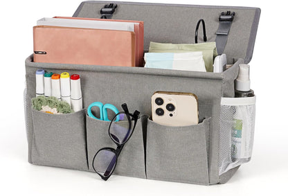 Bedside Caddy, Bedside Storage Bag Hanging Organizer for Bunk Dorm Bed Rail | Bed Caddy with Hooks, Top Bunks and Dorm Essentials for Water, Tissues, Tablets, Books, Phones, Remotes and Other Necessories
