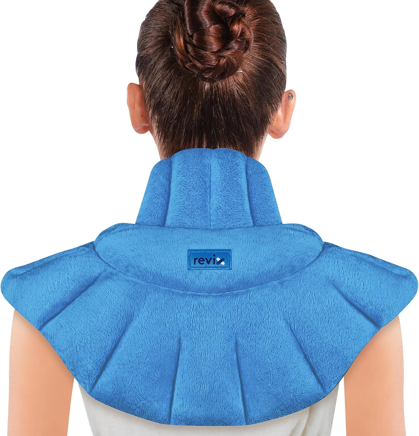 REVIX Microwavable Heating Pad for Neck Shoulders and Back, Microwave Heated Neck Wrap with Moist Heat, Light-Gray
