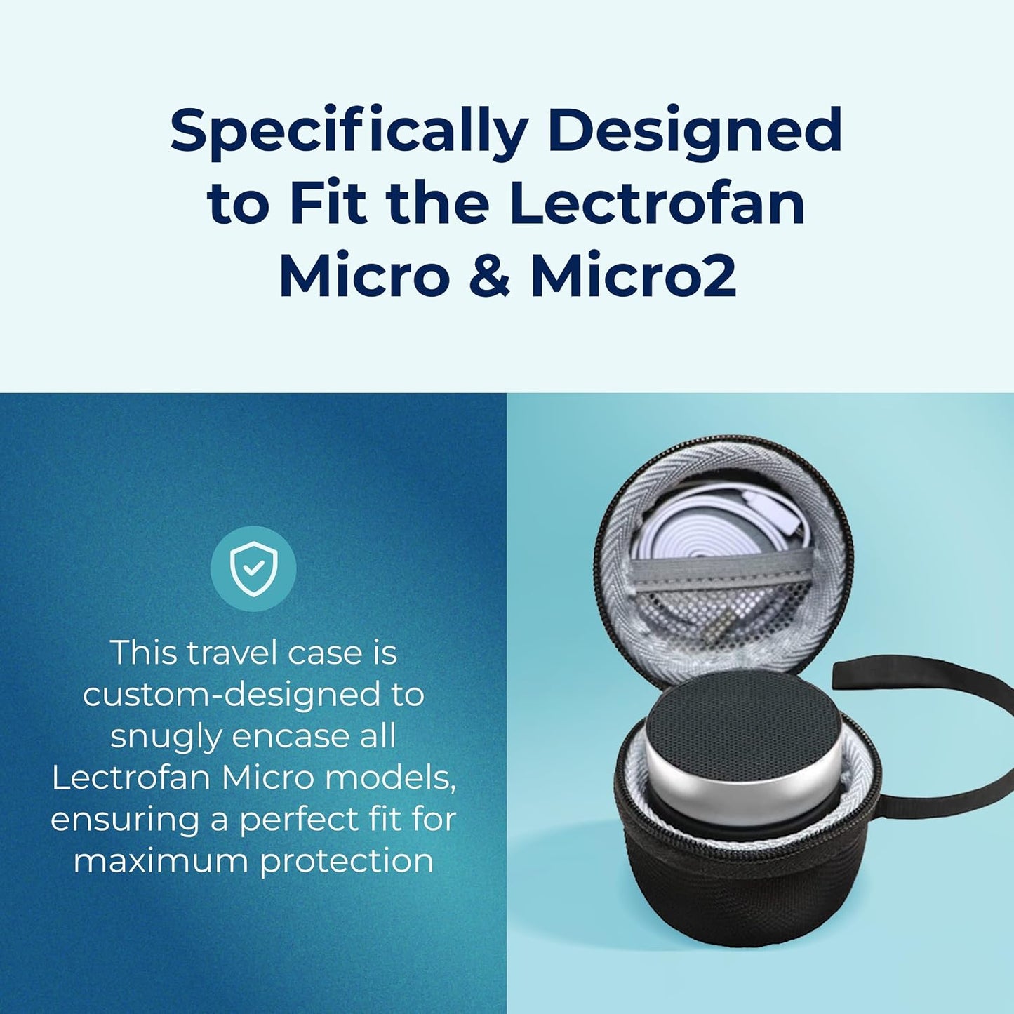 Adaptive Sound Technologies LectroFan Micro2 - Sound Machine for Sleep - Built-in Microphone - Noise-Masking - Precision Volume Settings - Sleek Design - Black Noise Machine, Black Carrying Case