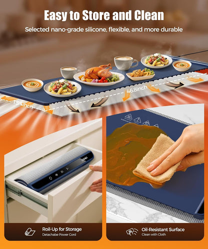 Warming Mat for Food, 26x15 Inch, Off White, Fast Heat, Child Lock