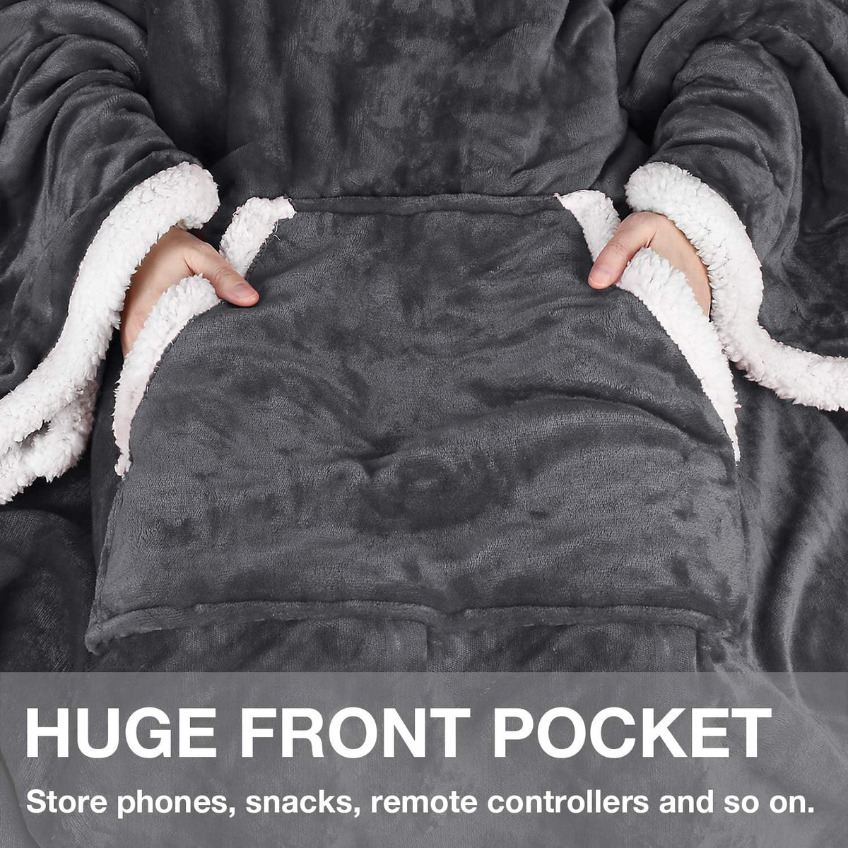 Catalonia Sherpa Wearable Blanket with Sleeves and Pocket for Adults