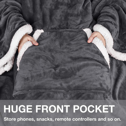 Catalonia Sherpa Wearable Blanket with Sleeves and Pocket for Adults