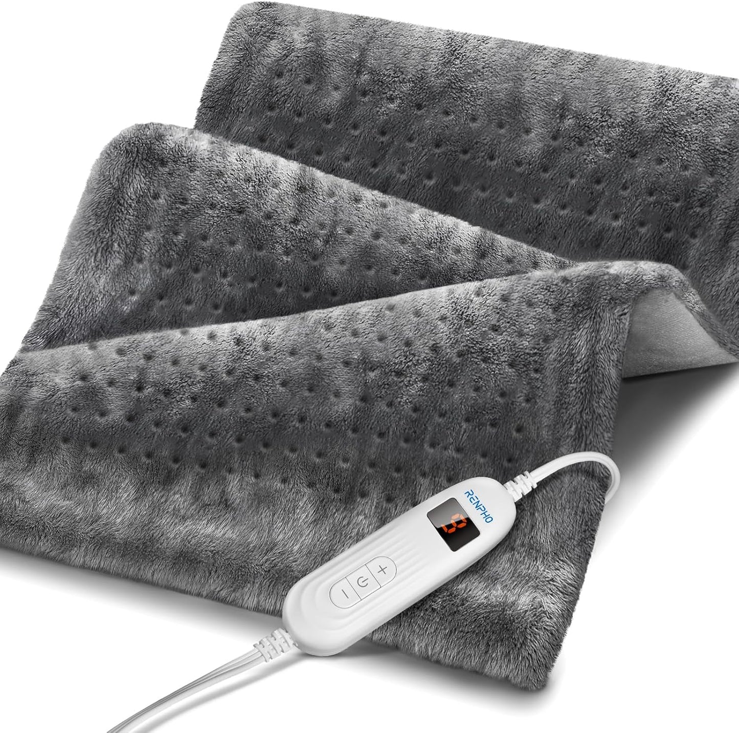 RENPHO Electric Heating Pad for Back with 10 Heat Levels, FSA Eligible HSA | Fit for Neck, Shoulder, Knee, Arm & Leg, Birthday Gift for Women, Men, Mom & Dad, HSA Approved, ETL Certified, 12 x 24", Gray
