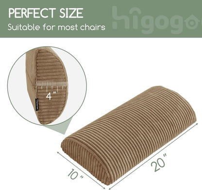HIGOGOGO Lumbar Support Pillow for Recliner Chair/Accent Chair/Couch, Memory Foam Back Support Cushion for Elderly, Recliner Cushions for Back Rest, Pain Relief, Reading, Washable Cover, Brown