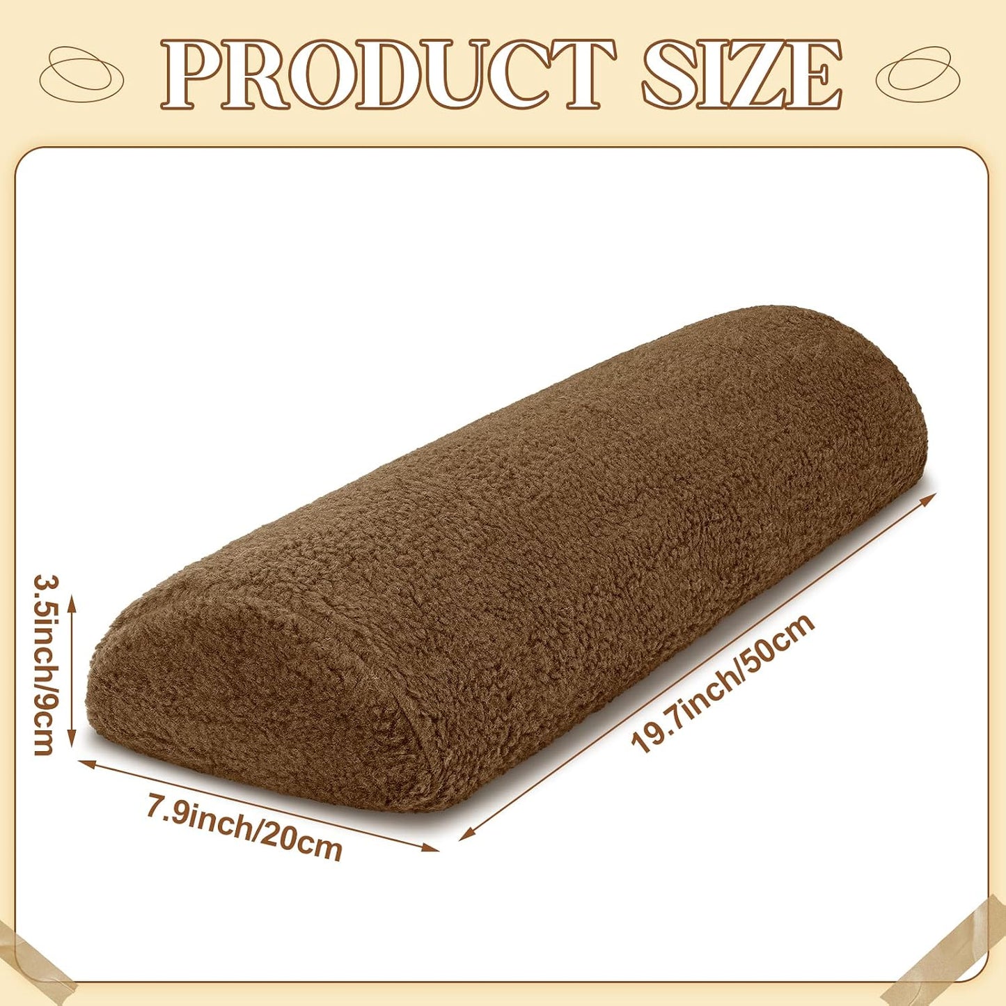 Sintuff Recliner Leg Rest Cushion Sofa Footrest Pillow with Cover Half Moon Bolster Pillow Under Knee Pillow for Sleeping On Back Alleviating Pain, 19.7 x 8 x 3.5 Inch (Coffee)