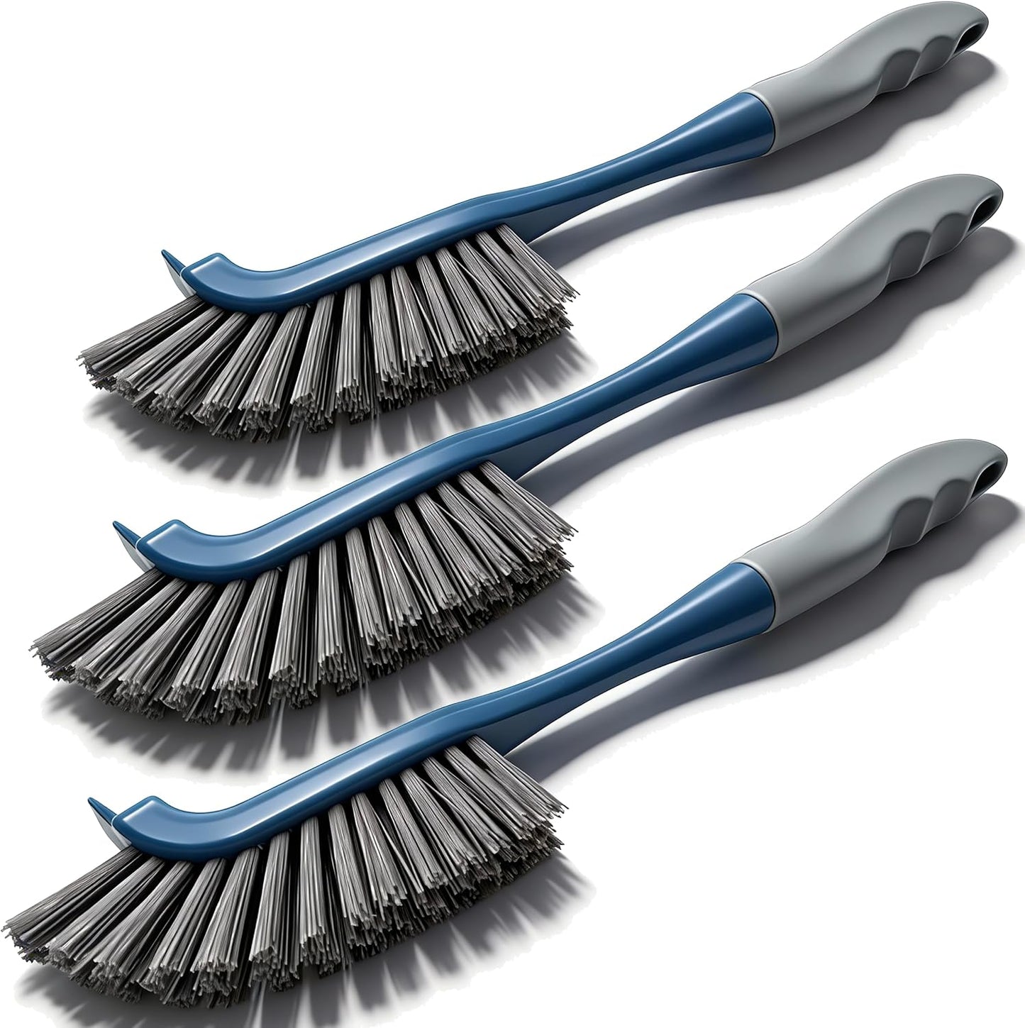3 Pack Hard Bristle Scrub Brush Set, Cleaning Brush Designed for Cleaning Shower, Bathroom Faucets, Tile Grout, Sink Edges, Around Toilets, and Hard to Reach Corners and Crevices