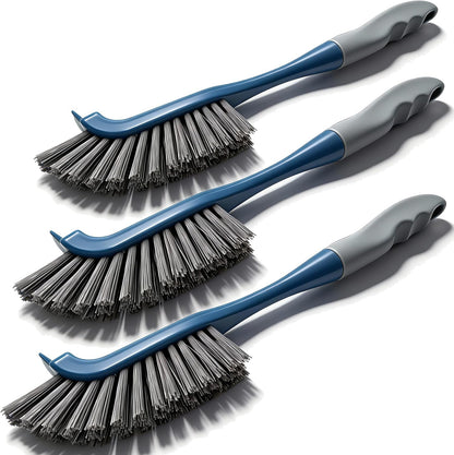 3 Pack Hard Bristle Scrub Brush Set, Cleaning Brush Designed for Cleaning Shower, Bathroom Faucets, Tile Grout, Sink Edges, Around Toilets, and Hard to Reach Corners and Crevices
