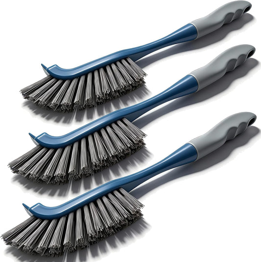 3 Pack Hard Bristle Scrub Brush Set, Cleaning Brush Designed for Cleaning Shower, Bathroom Faucets, Tile Grout, Sink Edges, Around Toilets, and Hard to Reach Corners and Crevices