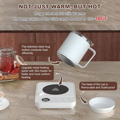 Felibeaco Coffee Mug Warmer & Mug Set for Desk, Smart Coffee Cup Warmer with 16oz Heated Mug, Cup Heater with Auto Shut Off for Office/Home, Coffee Gifts for Women/Men/Dad on Father‘s Day, Red