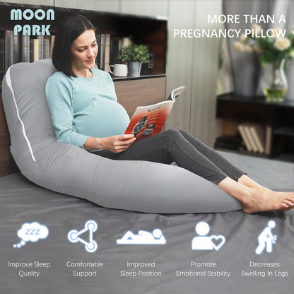 MOON PARK Pregnancy Pillows for Sleeping - 57 Inch U Shaped Full Body Maternity Pillow with Removable Cover - Support for Back, Legs, Belly, Hips - Pregnancy Pillow for Women - Grey